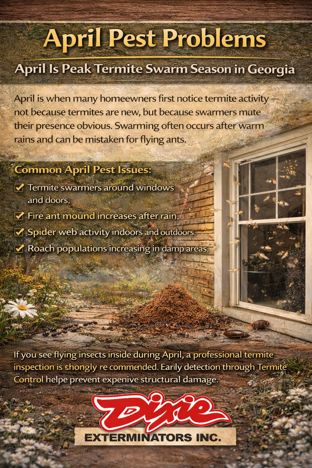 April Pest Problems - April is Peak Termite Swarm Season in Georgia